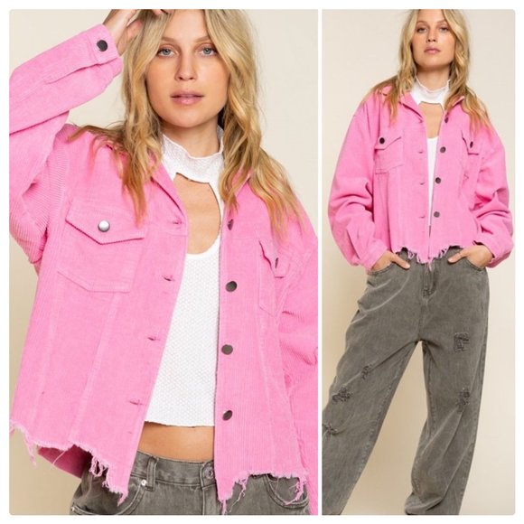 POL PLUS Basic Vintage PINK Corduroy Jacket - Picture 8 of 14
